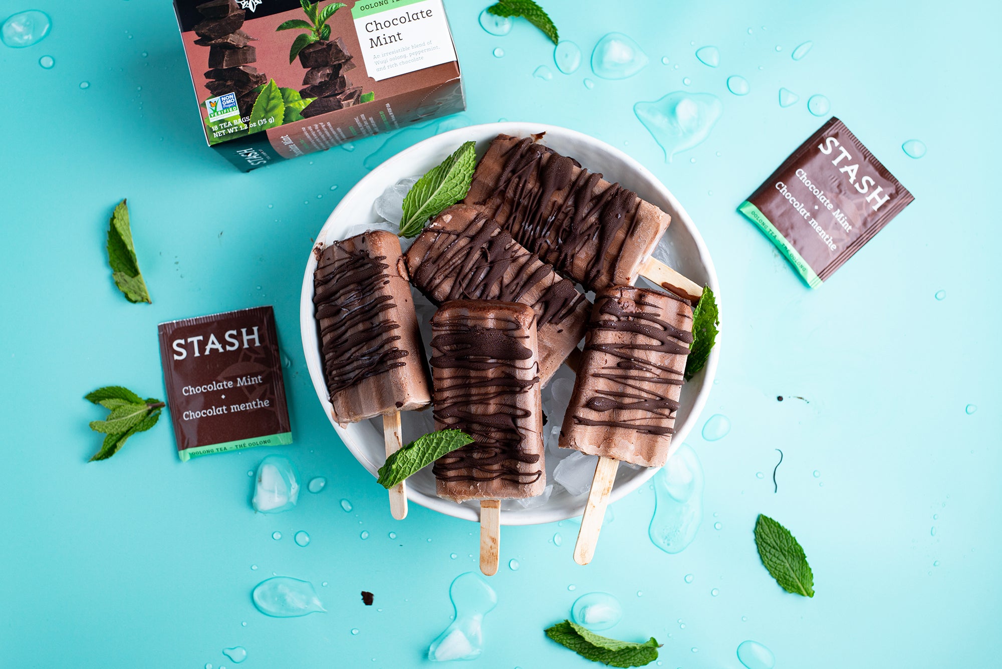 Chocolate Mint Tea Popsicles